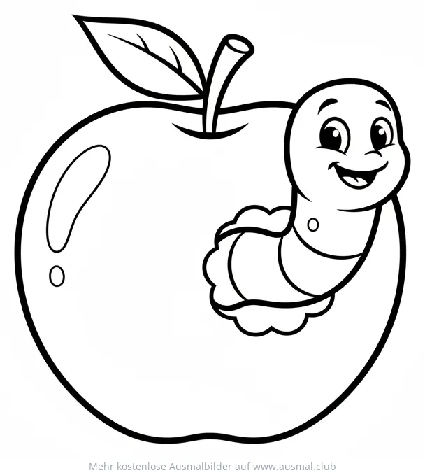 Wurm im Apfel Ausmalbild