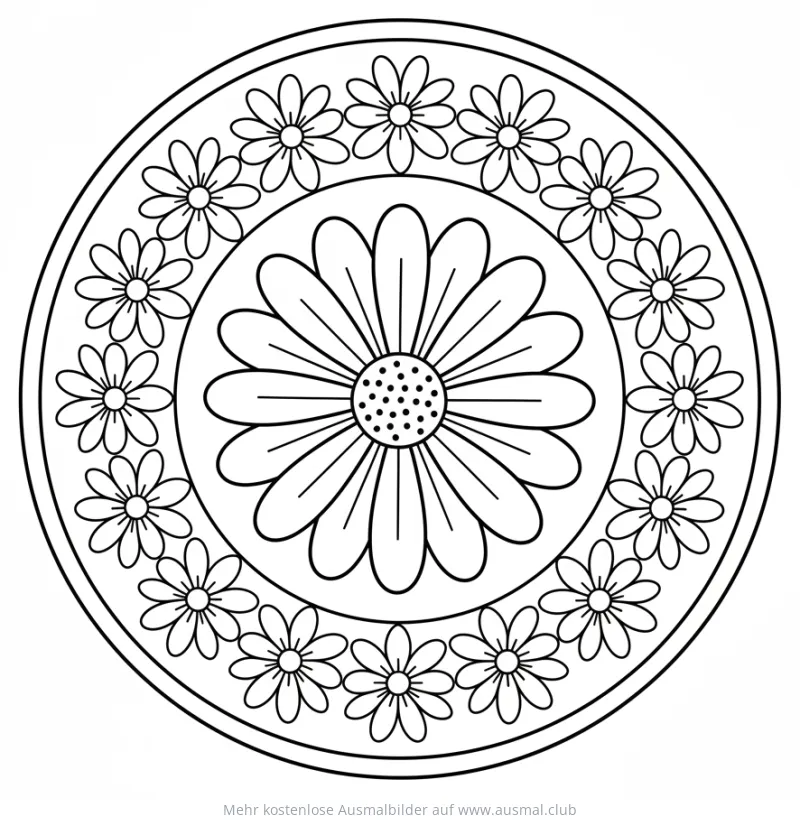 Gänseblümchen Mandala Ausmalbild