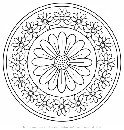 Gänseblümchen Mandala Ausmalbild