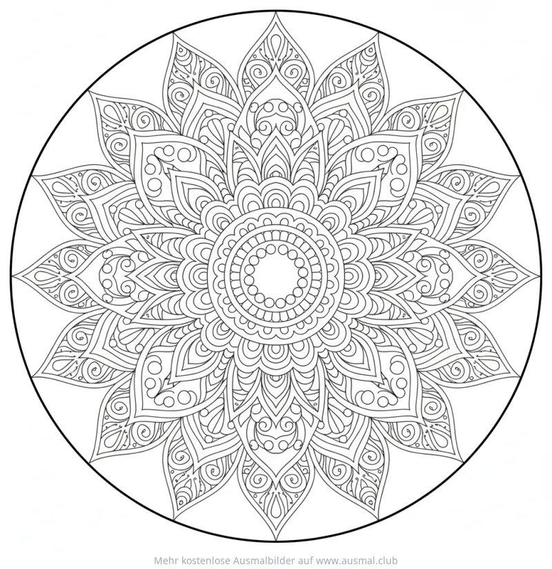 Lotusblüte Mandala Ausmalbild