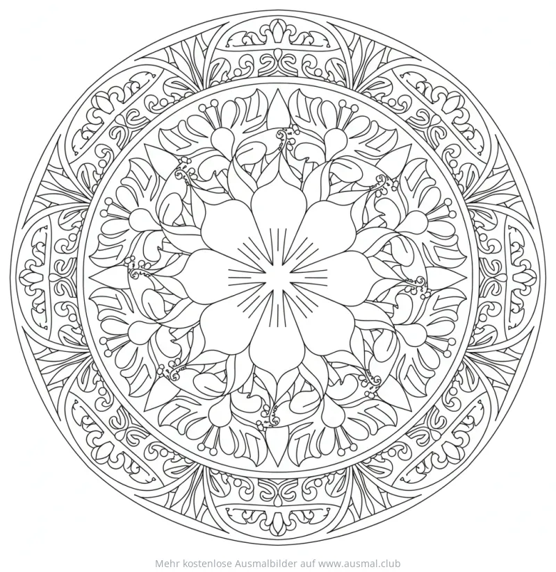 Hibiskus Mandala Ausmalbild