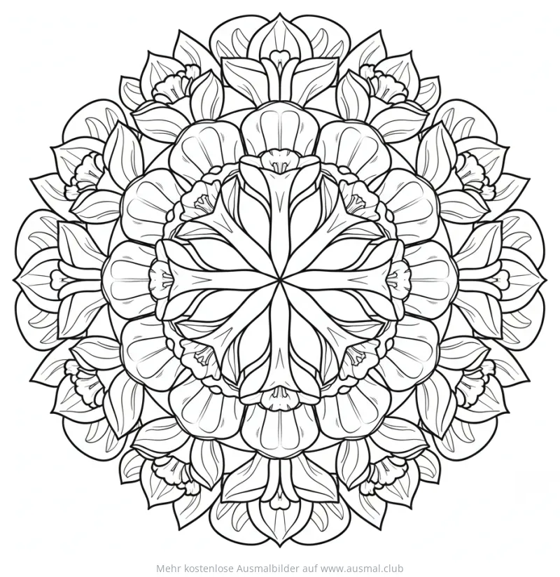 Narzissen Mandala Ausmalbild