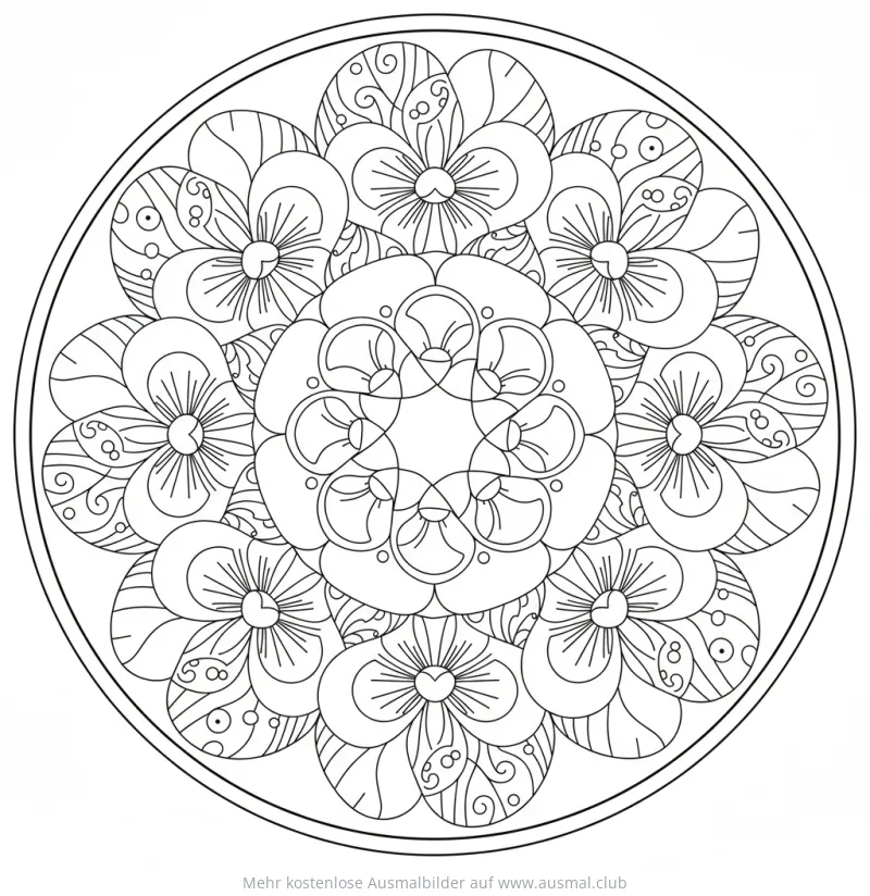 Stiefmütterchen Mandala Ausmalbild