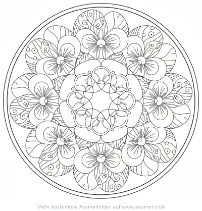 Stiefmütterchen Mandala Ausmalbild