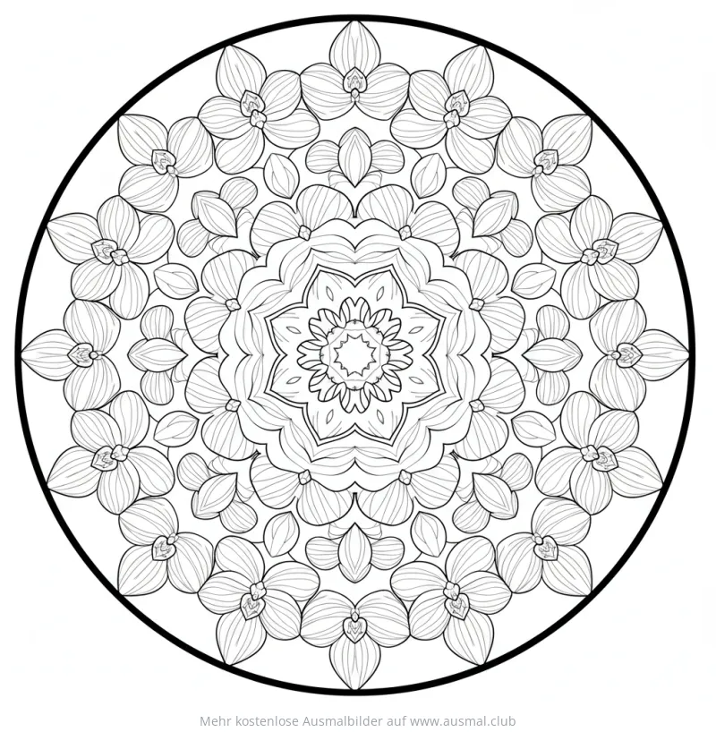 Orchidee Ausmalbild als Mandala