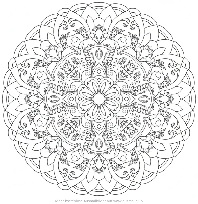 Lavendel Blumen Mandala Ausmalbild