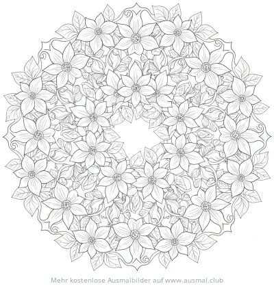 Clematis Blumen Mandala Ausmalbild