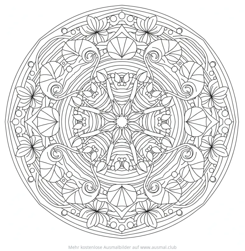 Seerosen Mandala Ausmalbild