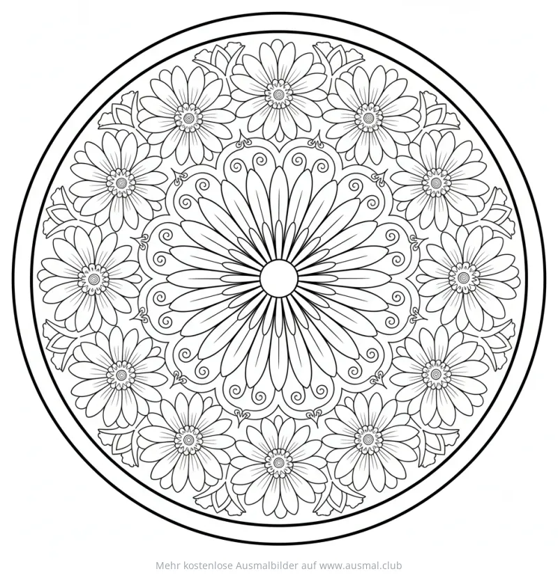 Gerbera Blumen Mandala Ausmalbild