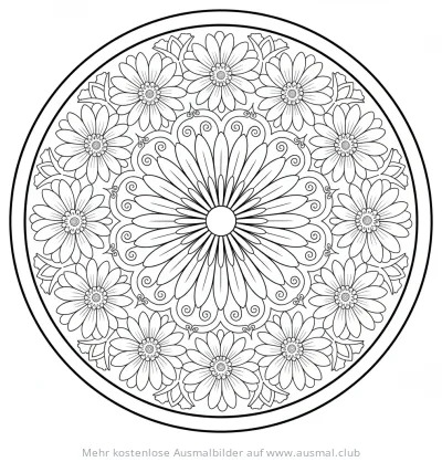 Gerbera Blumen Mandala Ausmalbild
