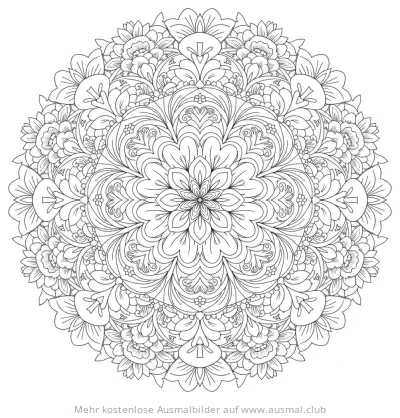 Blumenmix Mandala Ausmalbild