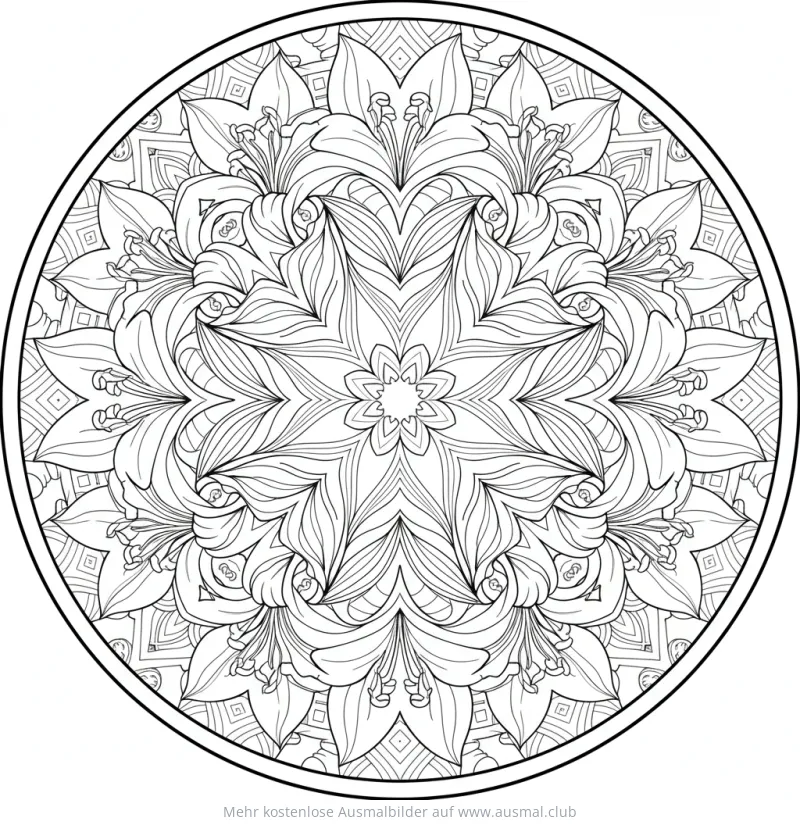 Lilien Mandala Ausmalbild