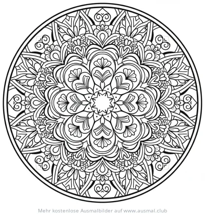 Blumen Mandala Ausmalbild mit tribal Elementen