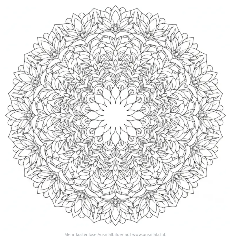 Dahlien Mandala Ausmalbild