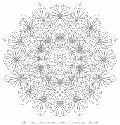 Gerbera Blumen Mandala Ausmalbild