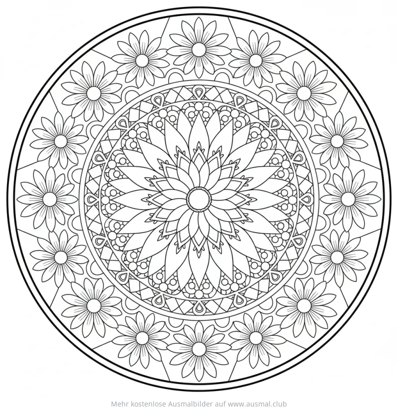 Sonnenblume Mandala Ausmalbild