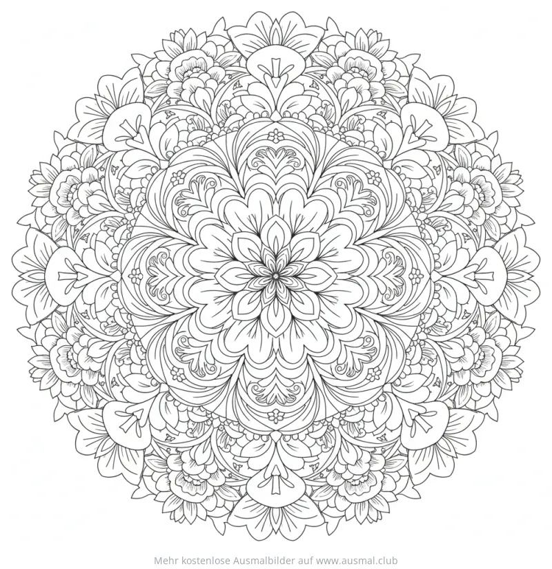 Blumenmix Mandala Ausmalbild
