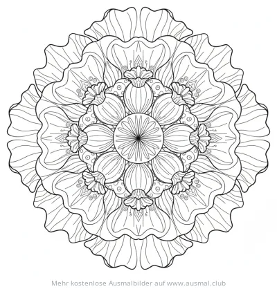 Mohnblume Ausmalbild im Mandala Stil