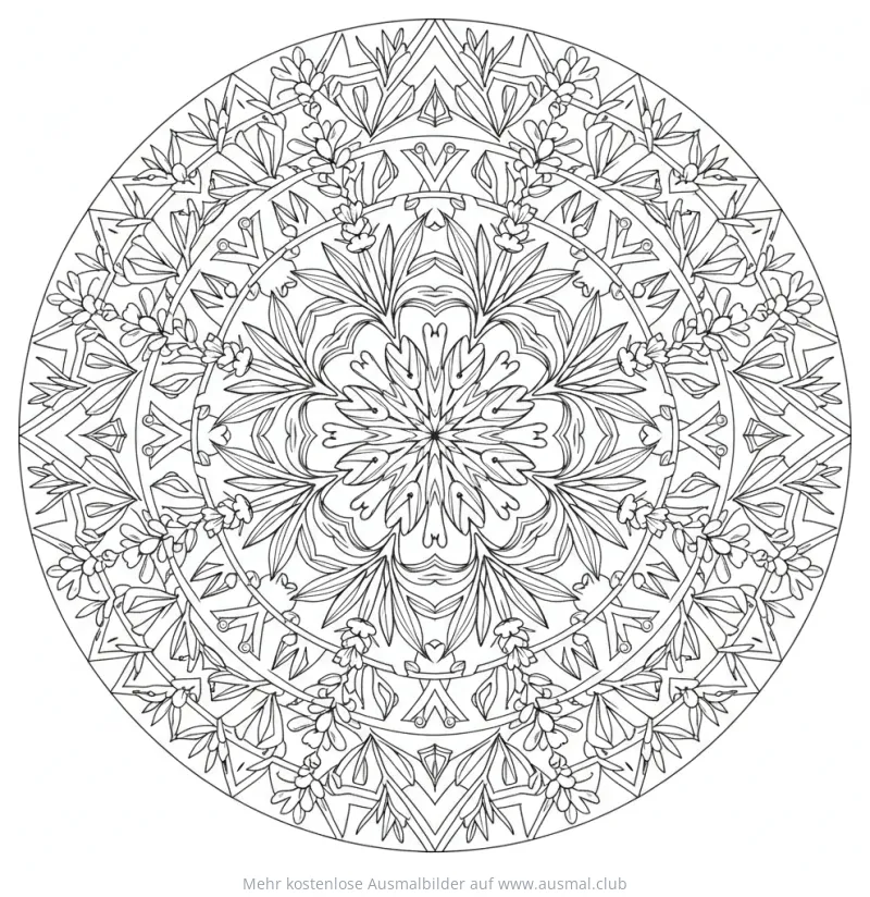 Lavendel Mandala Ausmalbild