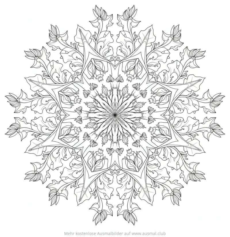 Löwenzahn Mandala Ausmalbild