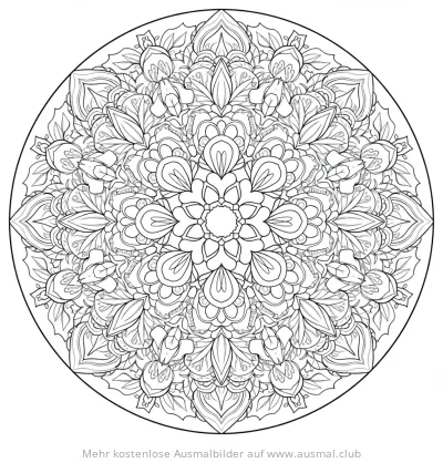 Begonien Ausmalbild als Blumenmandala