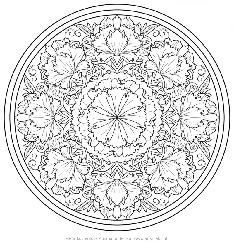 Nelken Mandala Ausmalbild
