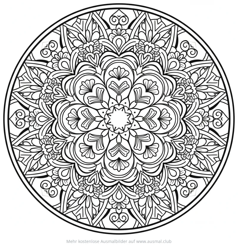Blumen Mandala Ausmalbild mit Tribal-Elementen