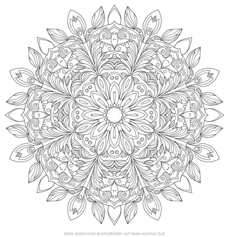 Schneeglöckchen Mandala Ausmalbild