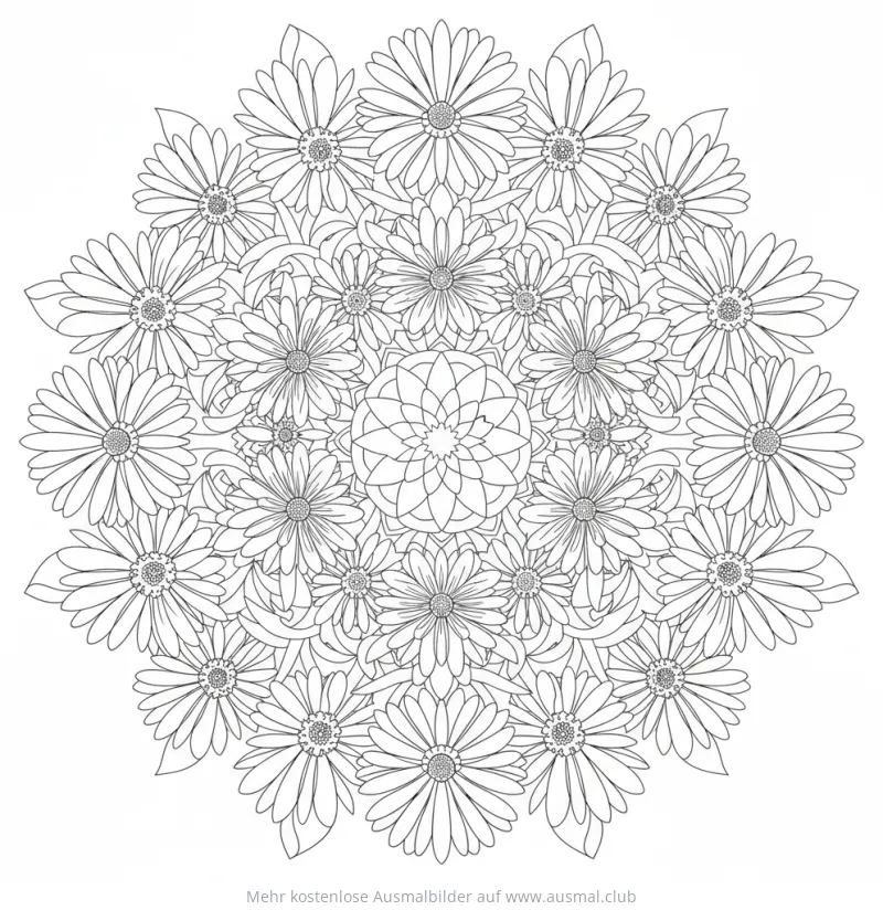 Gerbera Mandala Ausmalbild