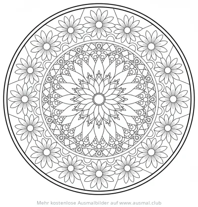 Sonnenblumen Mandala Ausmalbild
