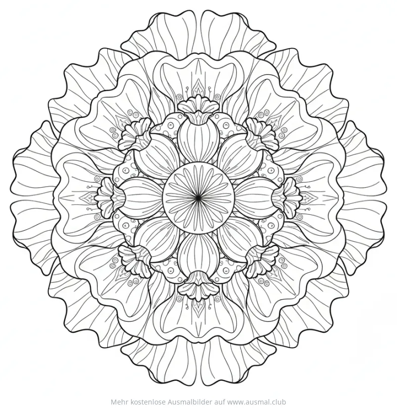 Mohnblume Mandala Ausmalbild