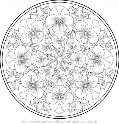 Stiefmütterchen Ausmalbild im Mandala-Stil