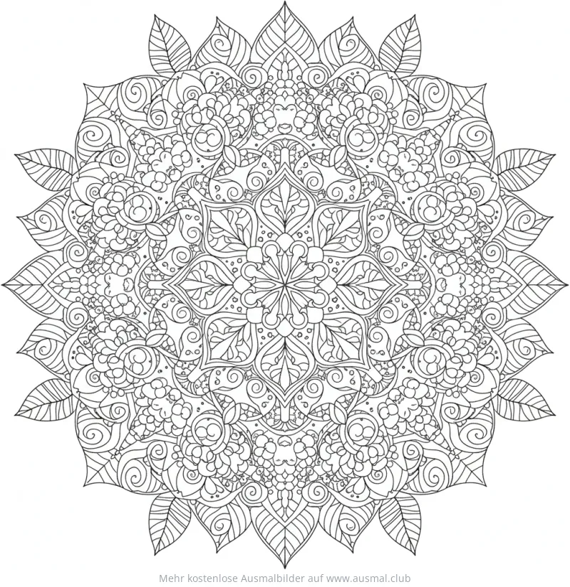 Hortensien Mandala Ausmalbild