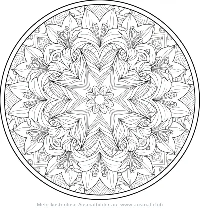 Lilien Mandala Ausmalbild