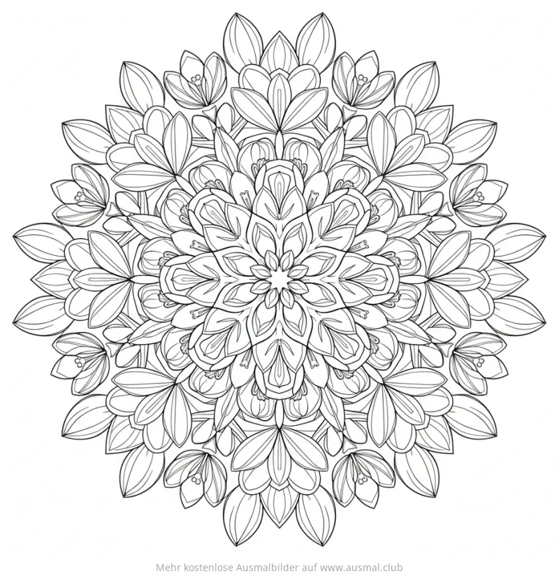 Krokus Ausmalbild im Mandala Stil