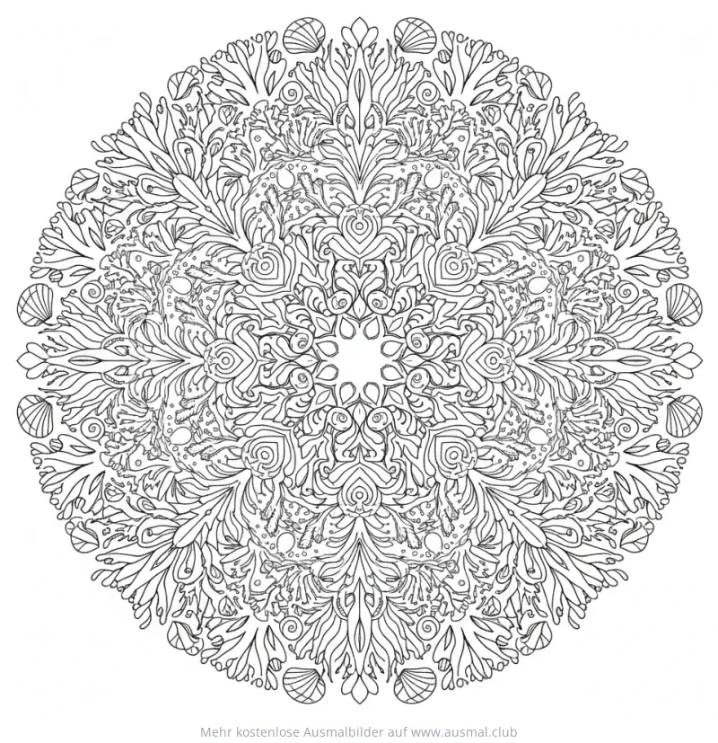 Korallenriff Mandala Ausmalbild