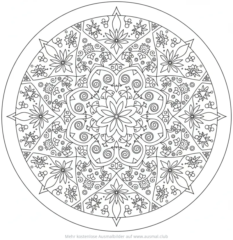 Sternblumen Mandala Ausmalbild