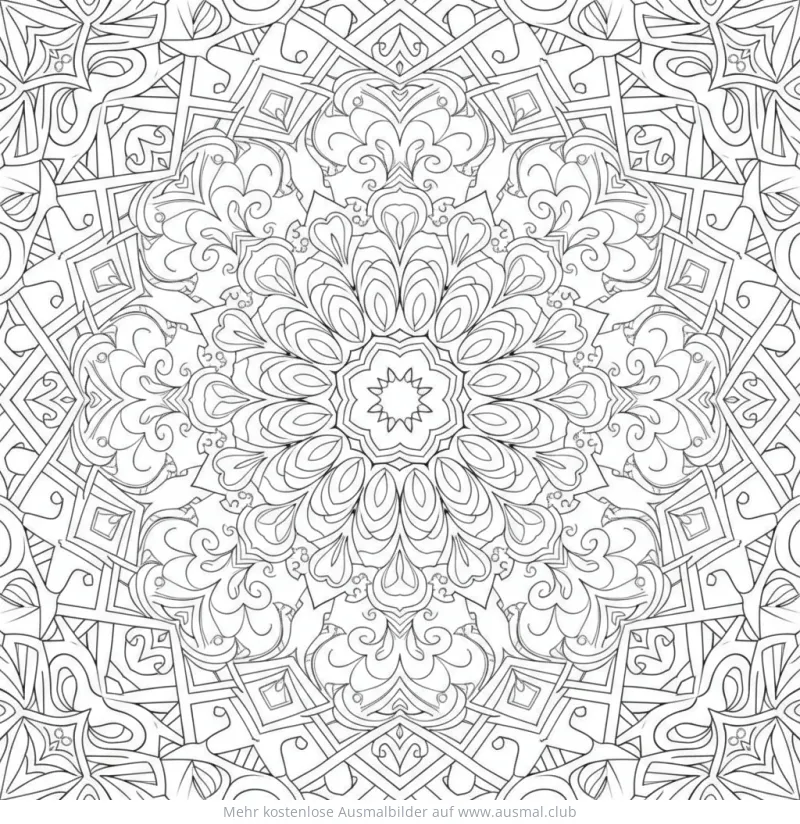 Herzblumen Ausmalbild Mandala