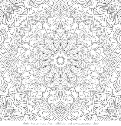 Herzblumen Ausmalbild Mandala