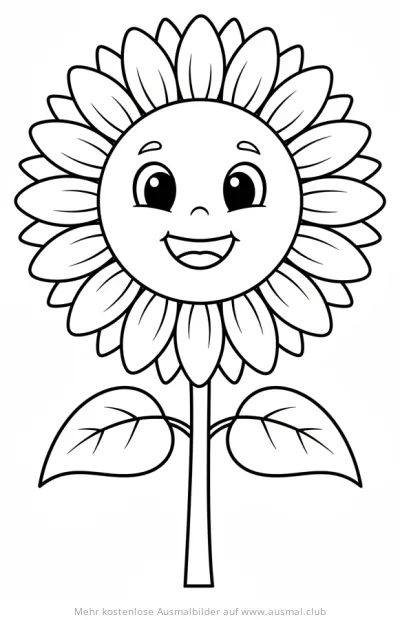 Freundliche Sonnenblume Ausmalbild mit Gesicht