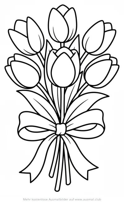 Tulpenstrauß Ausmalbild mit Schleife