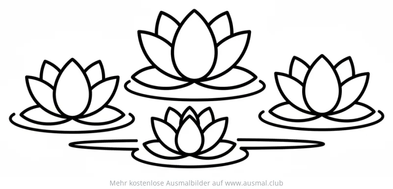 Lotusblüten Ausmalbild auf dem Wasser