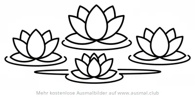 Lotusblüten Ausmalbild auf dem Wasser