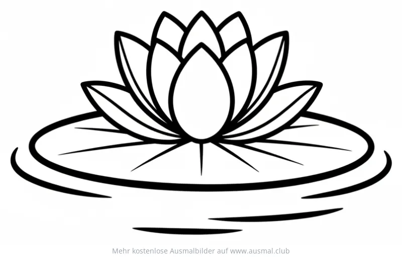 Seerose auf Seerosenblatt Ausmalbild