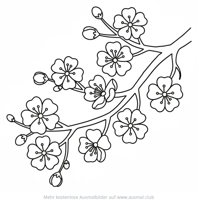 Kirschblütenzweig Ausmalbild