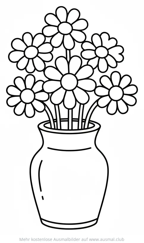 Gänseblümchen in Vase Ausmalbild