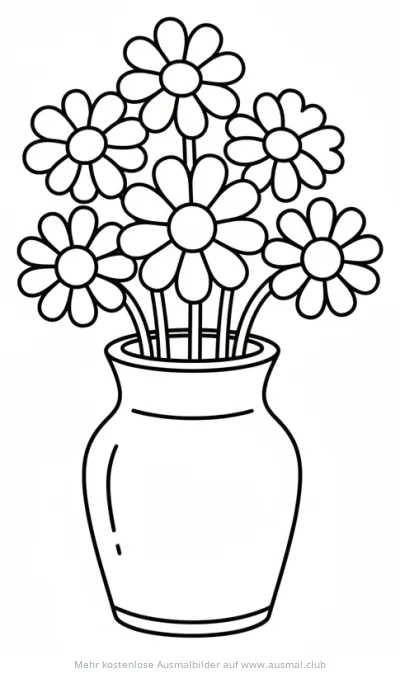 Gänseblümchen in Vase Ausmalbild