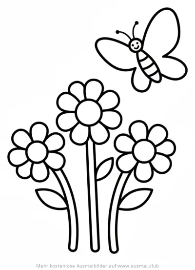 Blumen und Schmetterling Ausmalbild