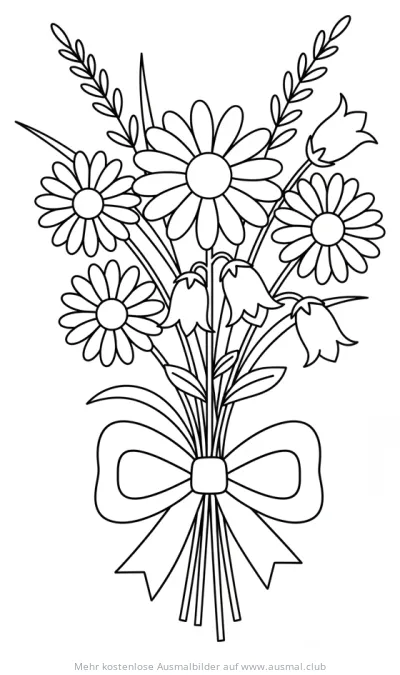 Wildblumenstrauß mit Schleife Ausmalbild