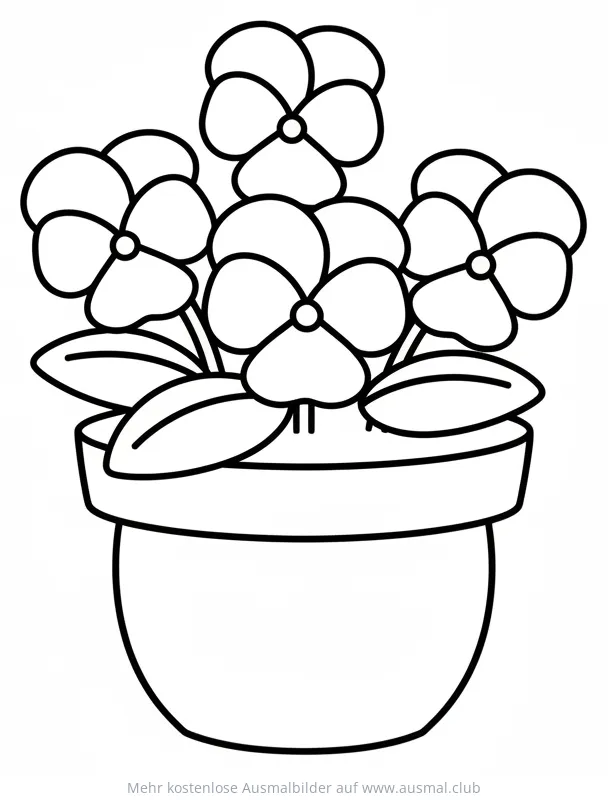 Stiefmütterchen im Topf Ausmalbild